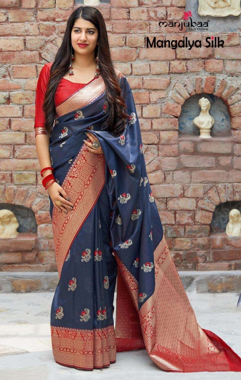 Manjubaa Clothing Mangalya Silk Designer Heavy Banarasi Silk...