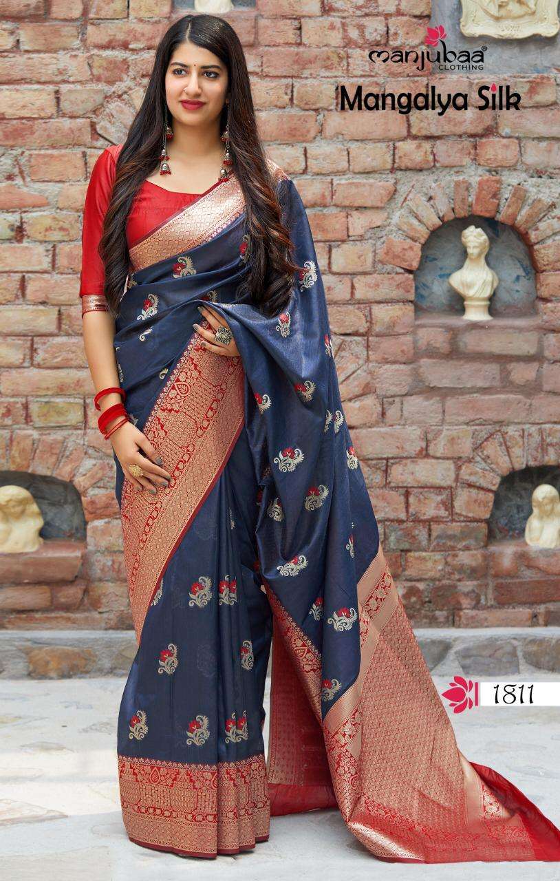 Manjubaa Clothing Mangalya Silk Designer Heavy Banarasi Silk...