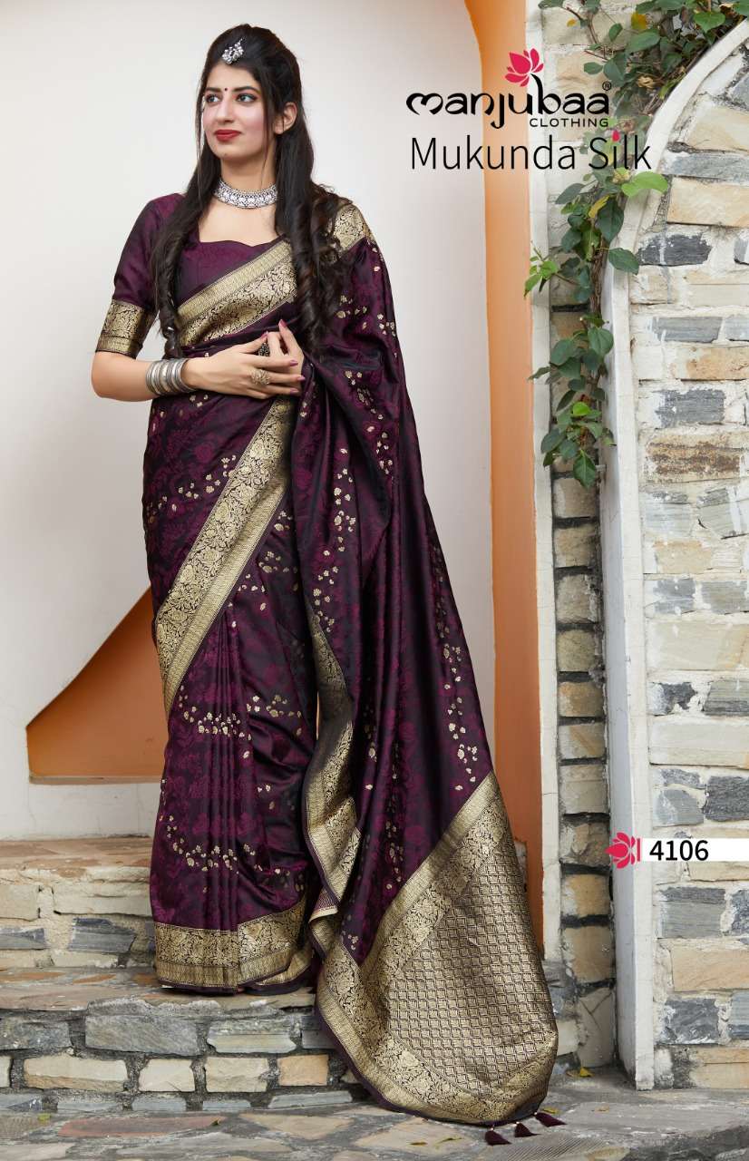 Manjubaa Clothing Mukunda Silk Designer Fancy Silk Sarees Co...