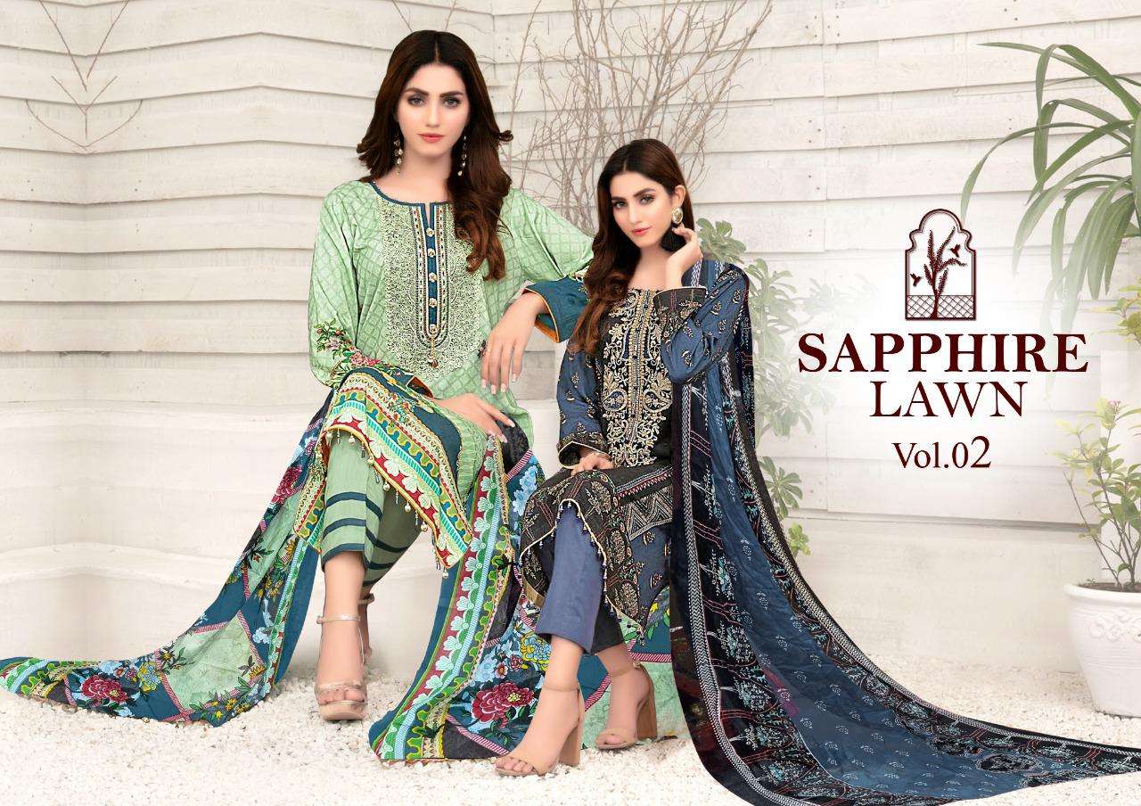 Mariya B Lawn Sapphire Vol 2 Pure Lawn Printed Pakistani Sui...
