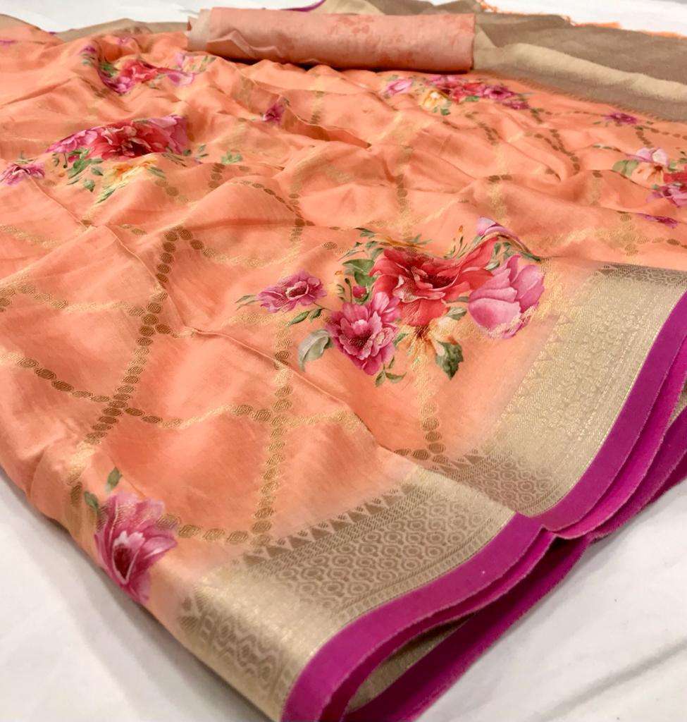 Musleen Silk Soft Silk With Digital Floral Print Sarees Coll...