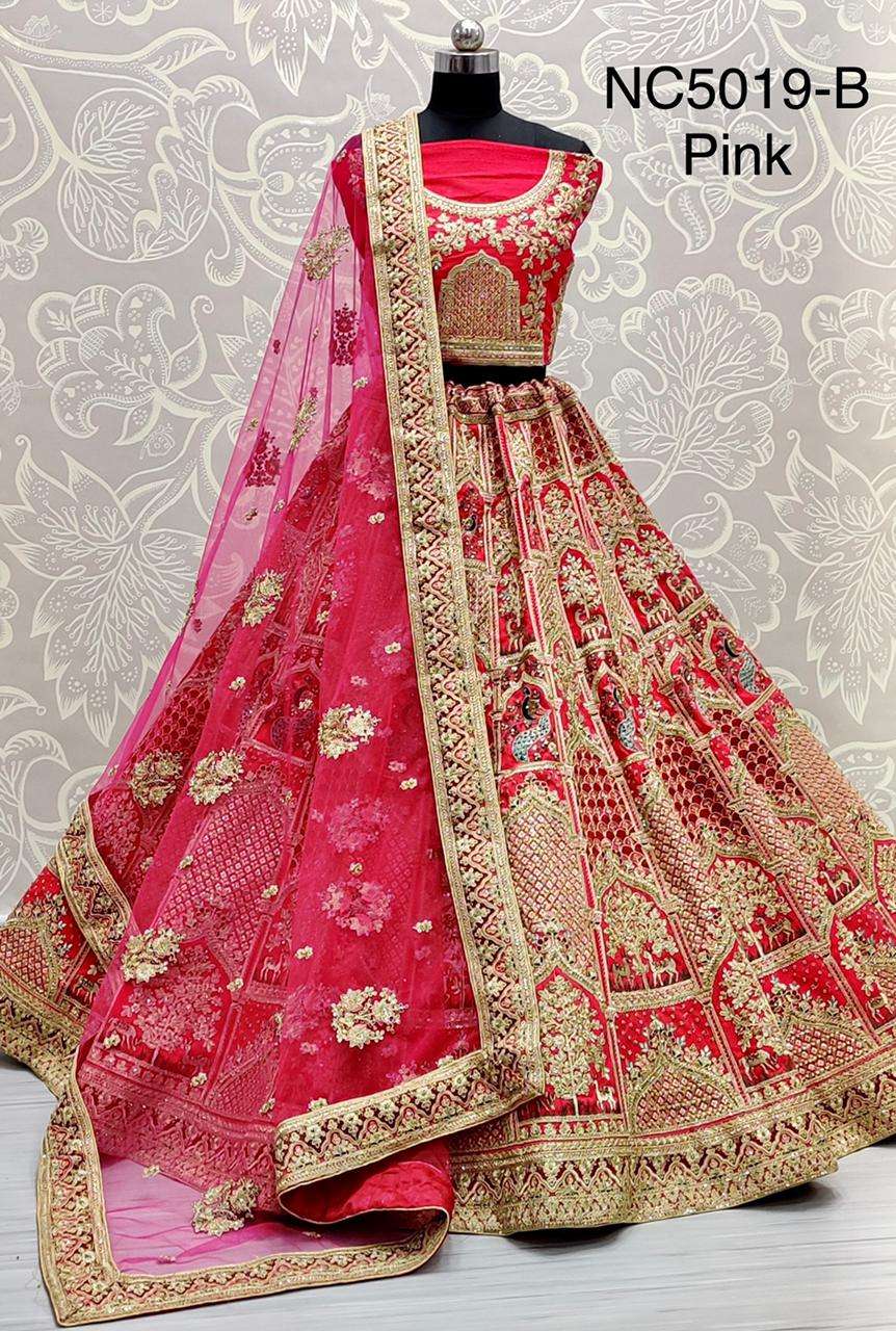 NC5019 slub silk designer bridal wear lehenga choli collecti...
