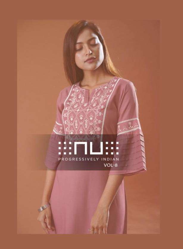NU Vol 8 Rayon With Embroidery Work Tunic Kurtis Collection