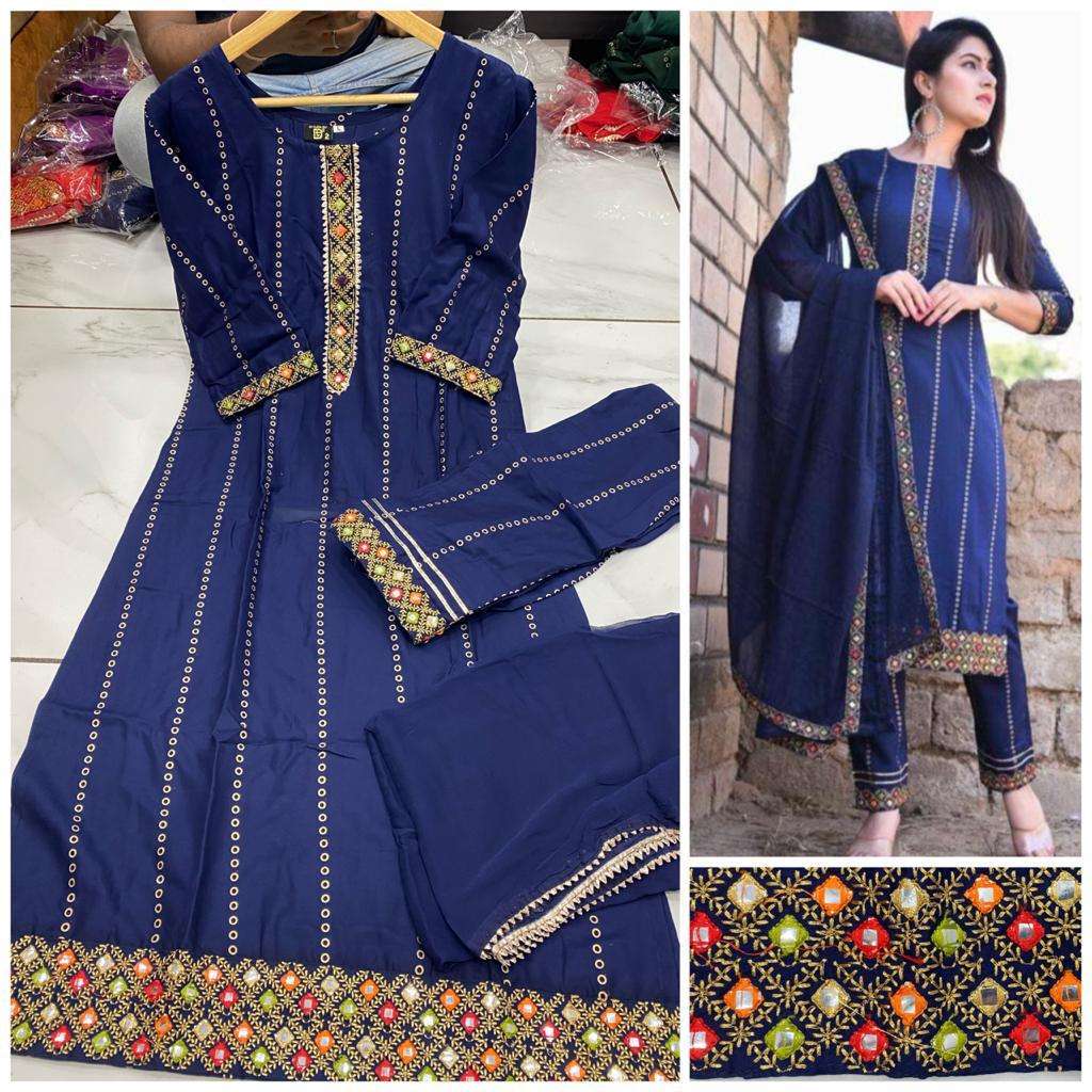 Rainbow Rayon Cotton Foil Print With Embroidery Work Kurtis ...