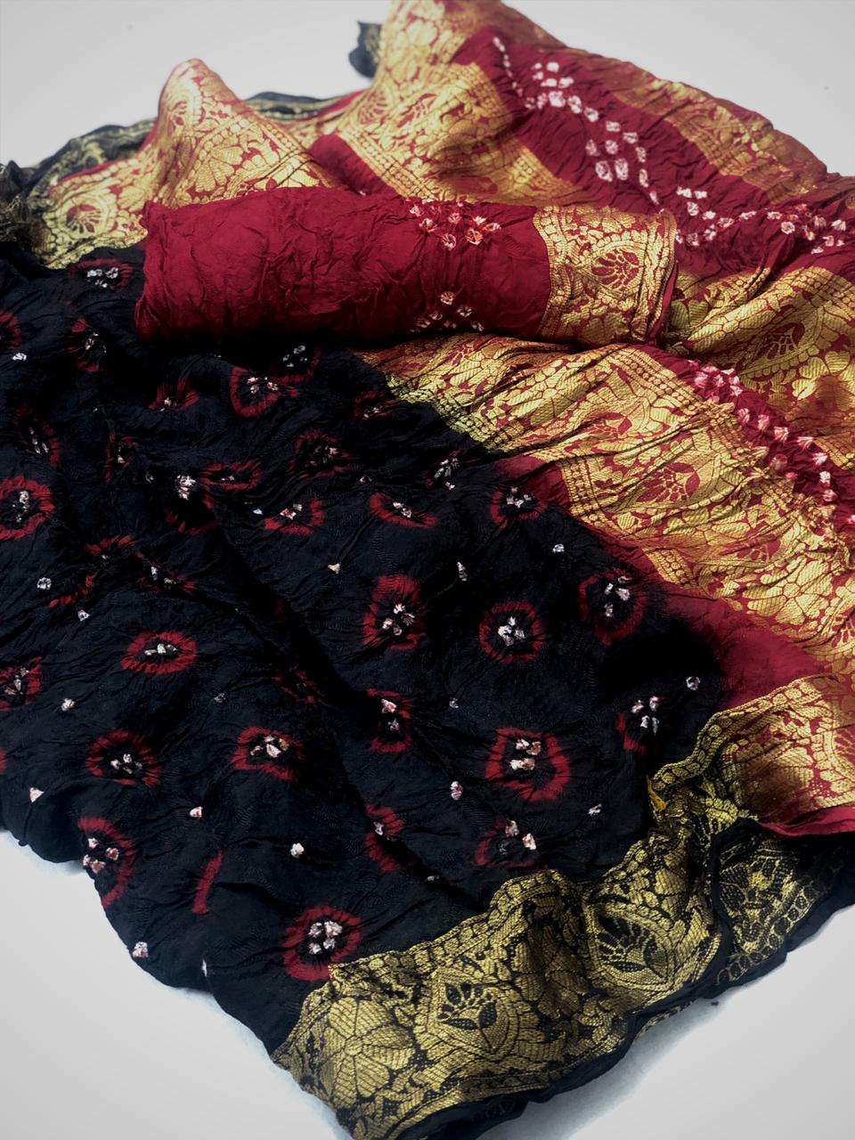 Ruvani Silk Viscose Bandheni Print Sarees Collection 07