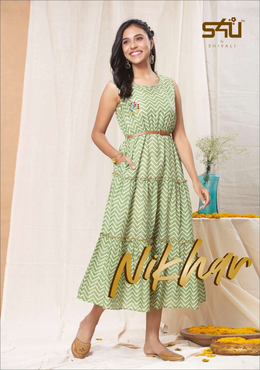 S4u Nikhar Cotton rayon With Work Western Tunic Style Kurtis...