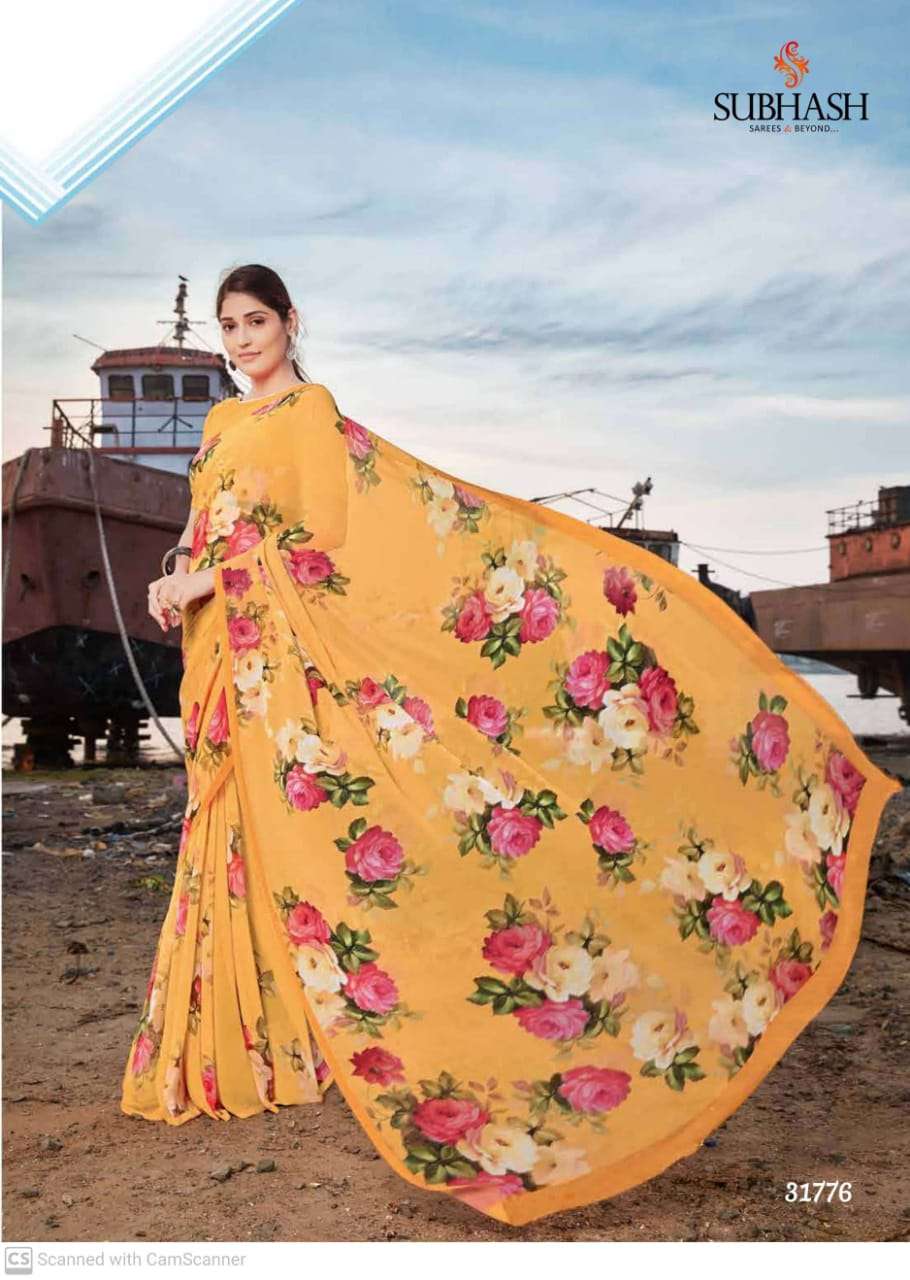 shubhash gardenia  georgette with printed saree collection 0...
