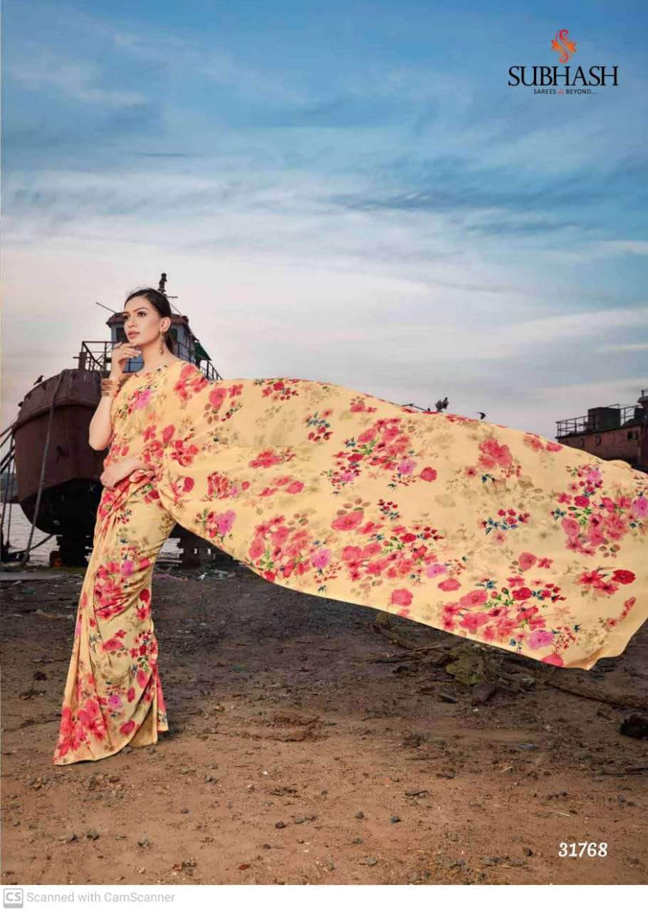 shubhash gardenia  georgette with printed saree collection 0...