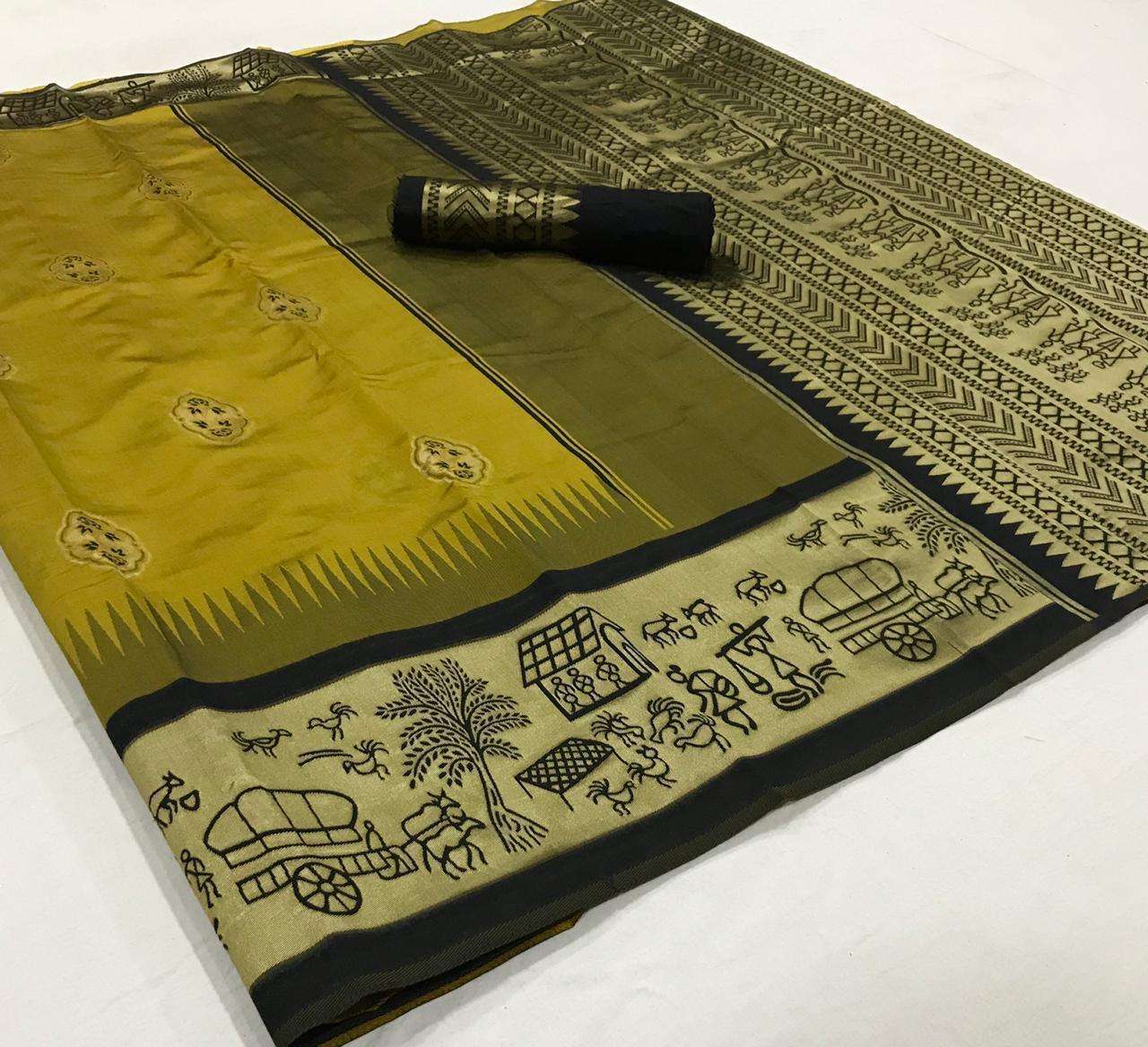 soft silk with Weaving Butta With Weaving Border saree colle...