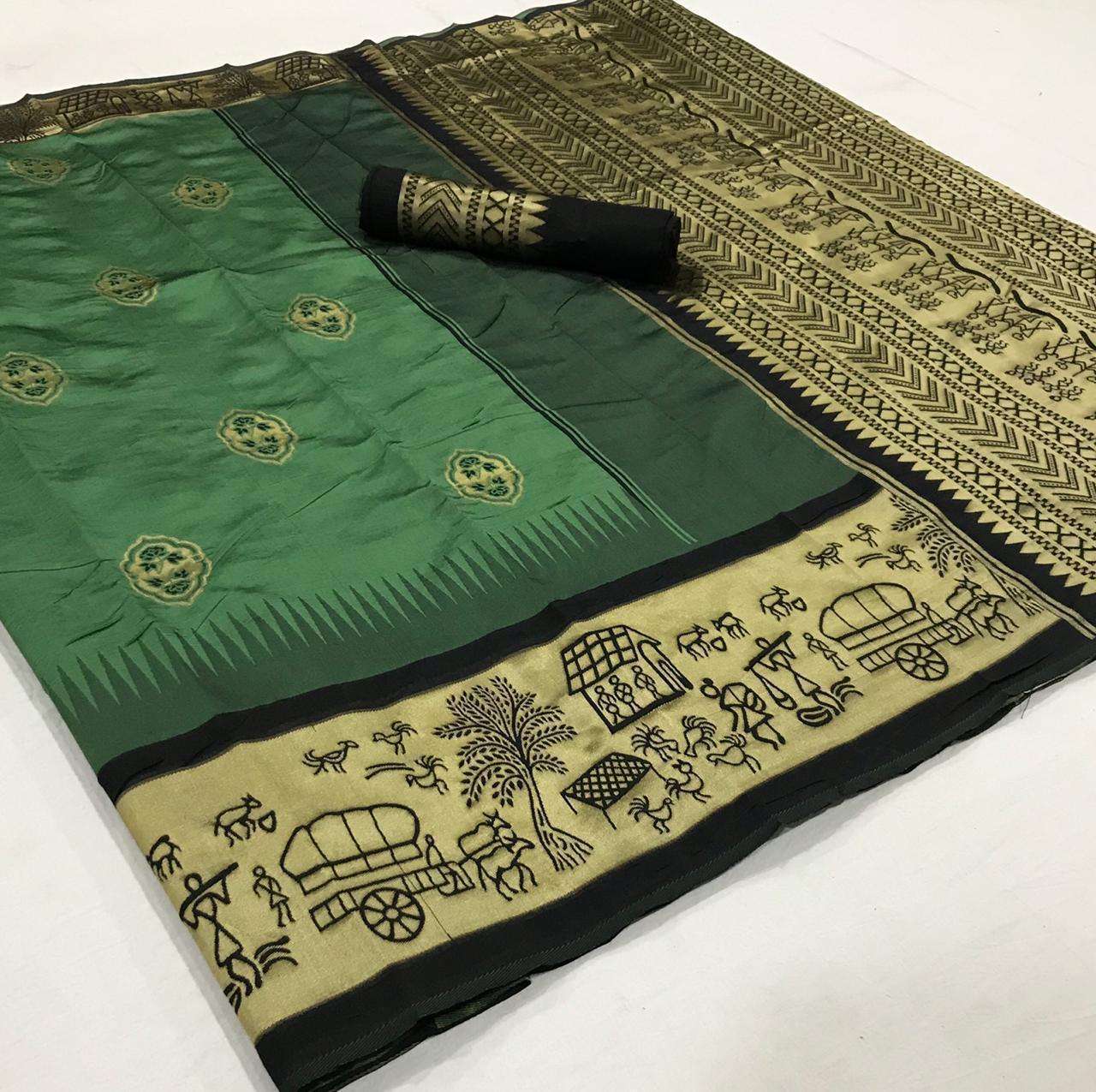 soft silk with Weaving Butta With Weaving Border saree colle...