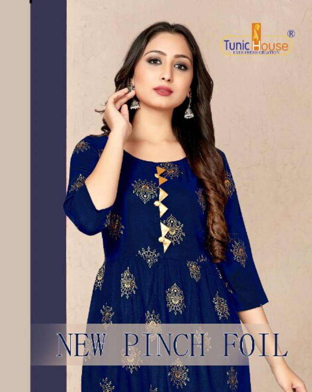Tunic House New Pinch Foil rayon with Foil Print Kurti Colle...