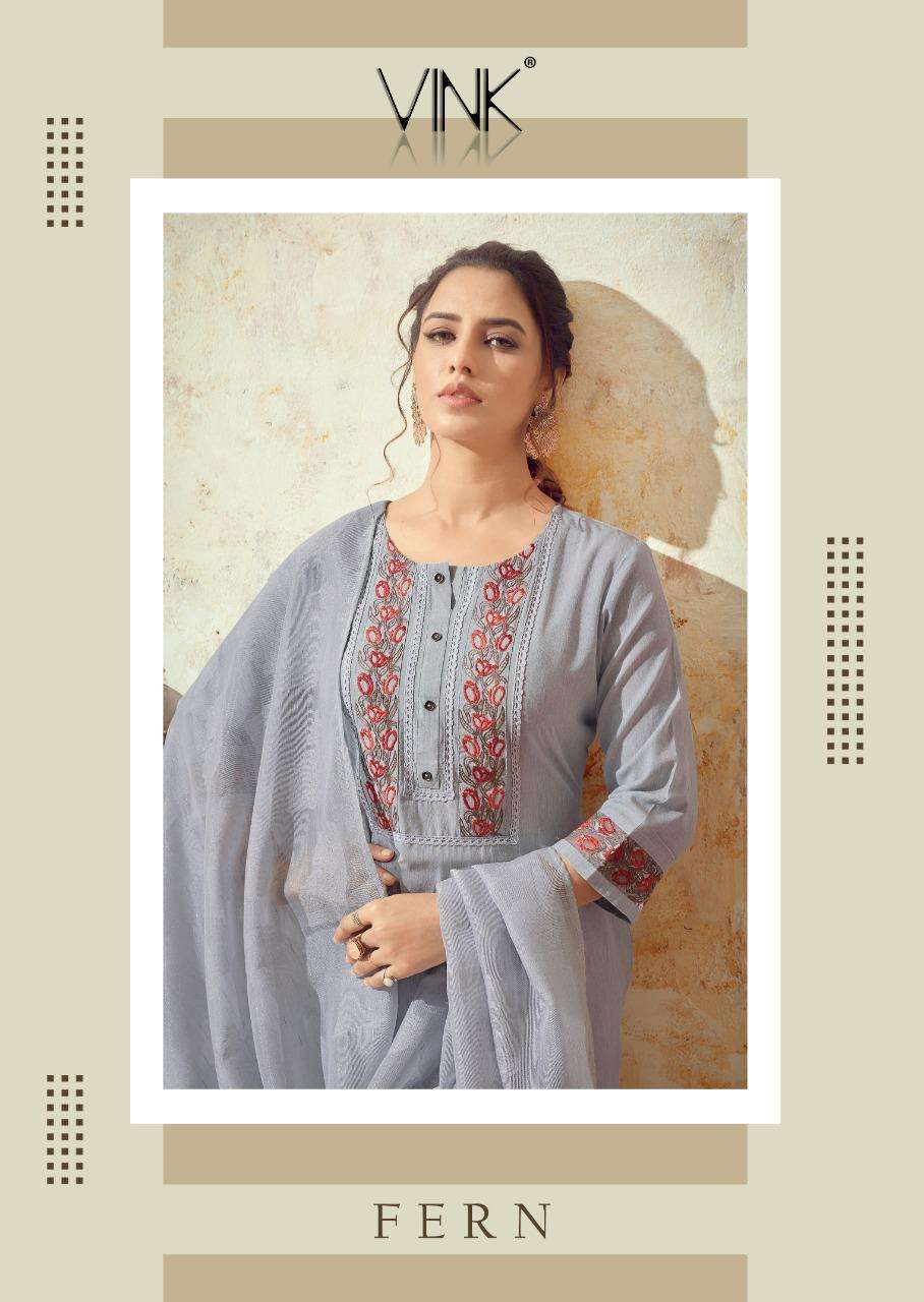 Vink Fern Pure Cotton With Embroidery Work Kurti With Pant D...