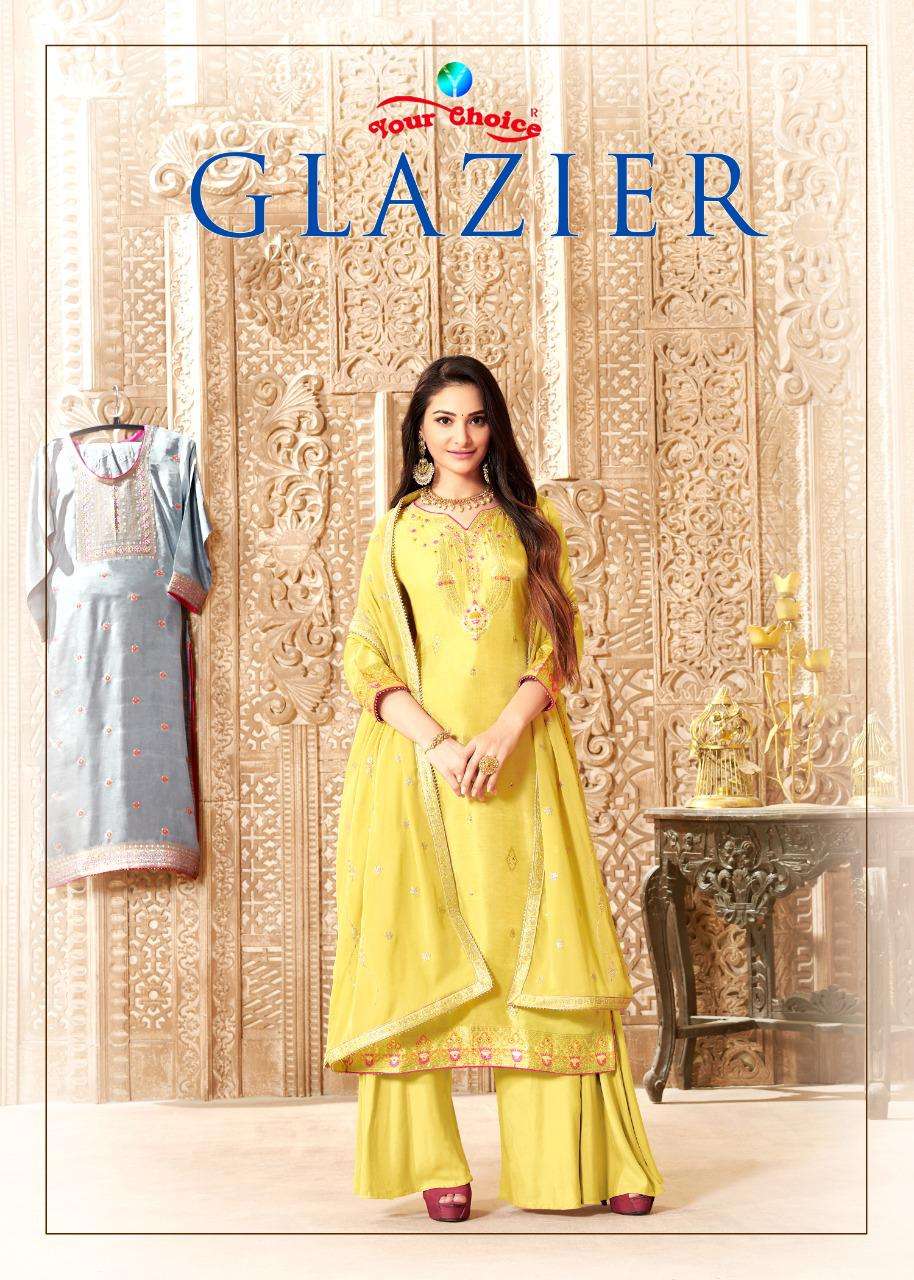 Your choice Glazier pure Dola Silk jacquard With Meenakari W...