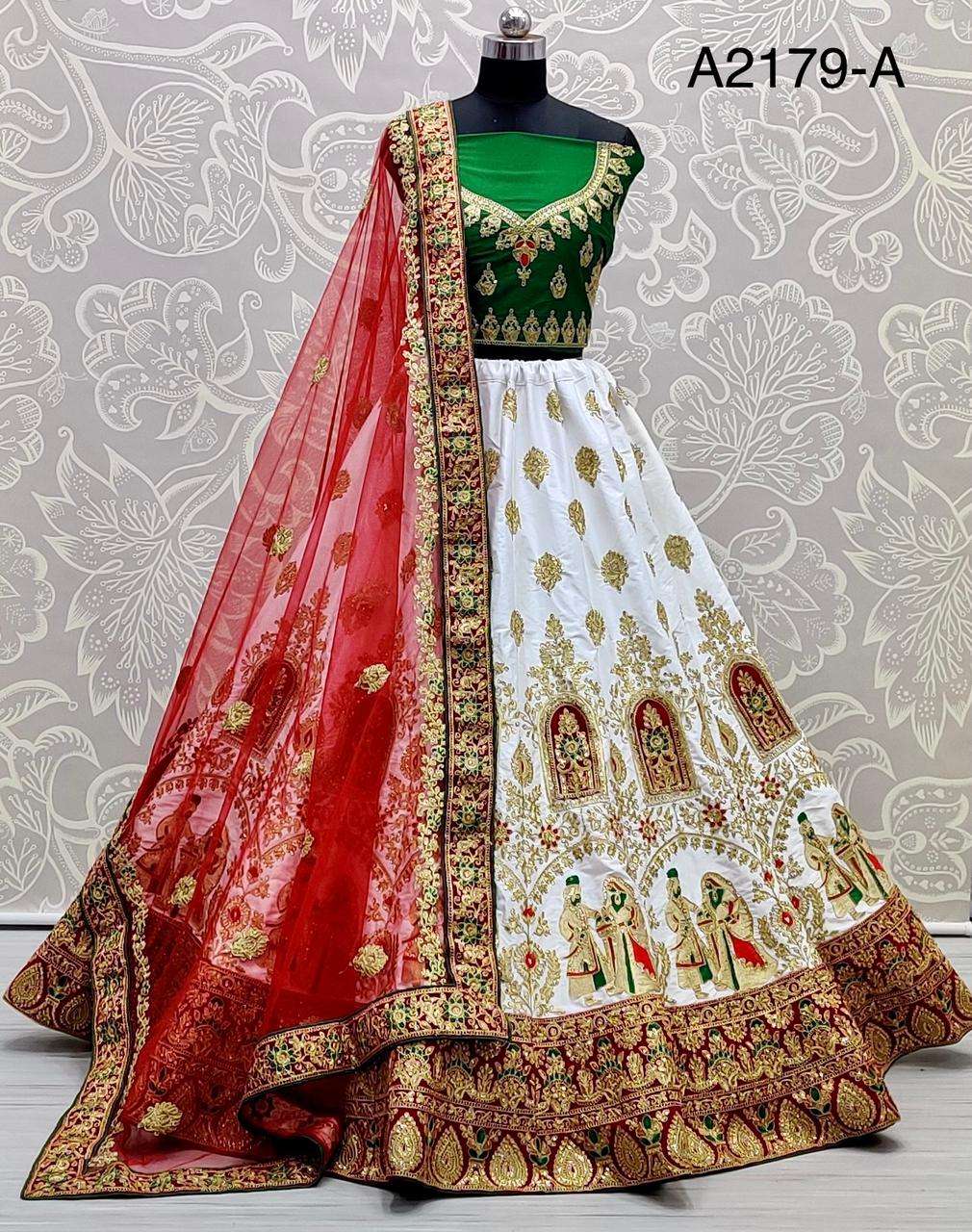  A2179 silk with velvet and dori embroidery work bridal wear...