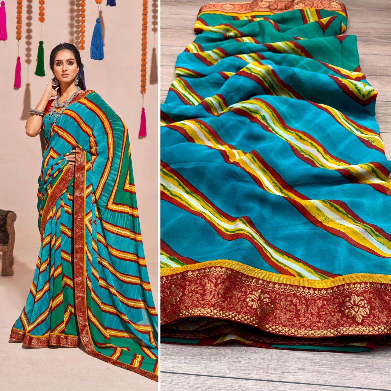 Aalya GEORGETTE WITH  FANCY BORDER SAREE COLLECTION 010