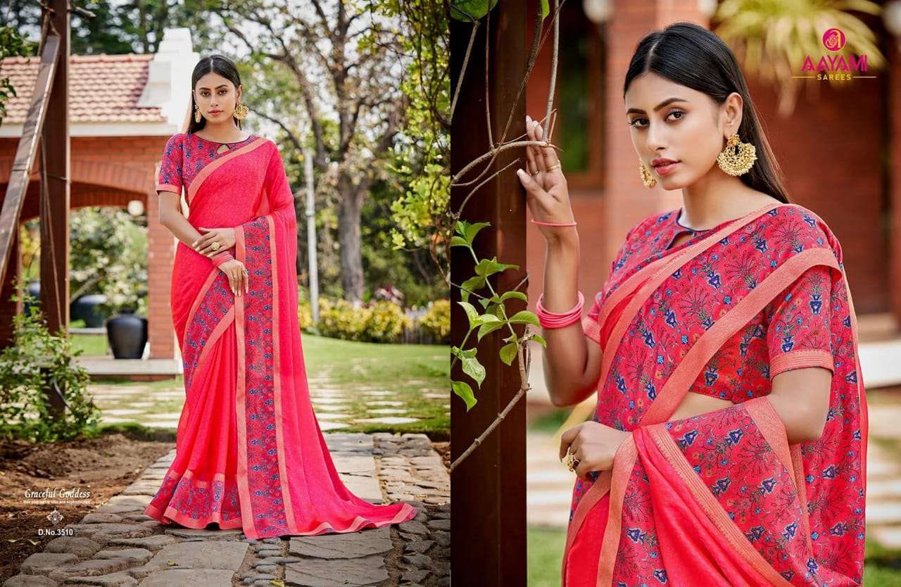 Aalya GEORGETTE WITH  FANCY BORDER SAREE COLLECTION 0556