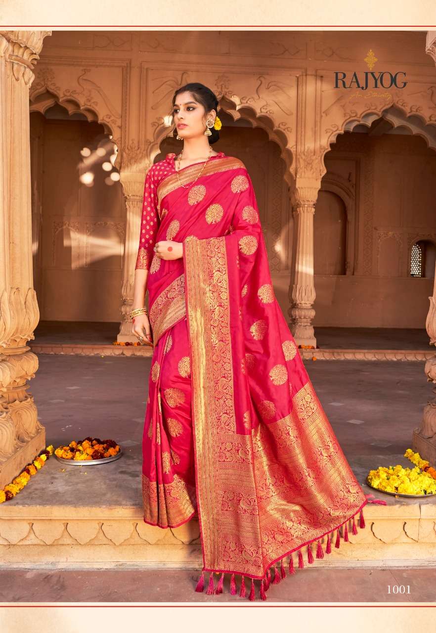 Aasmaan Silk Pure Silk Weaving Heavy Wedding Wear Sarees Col...