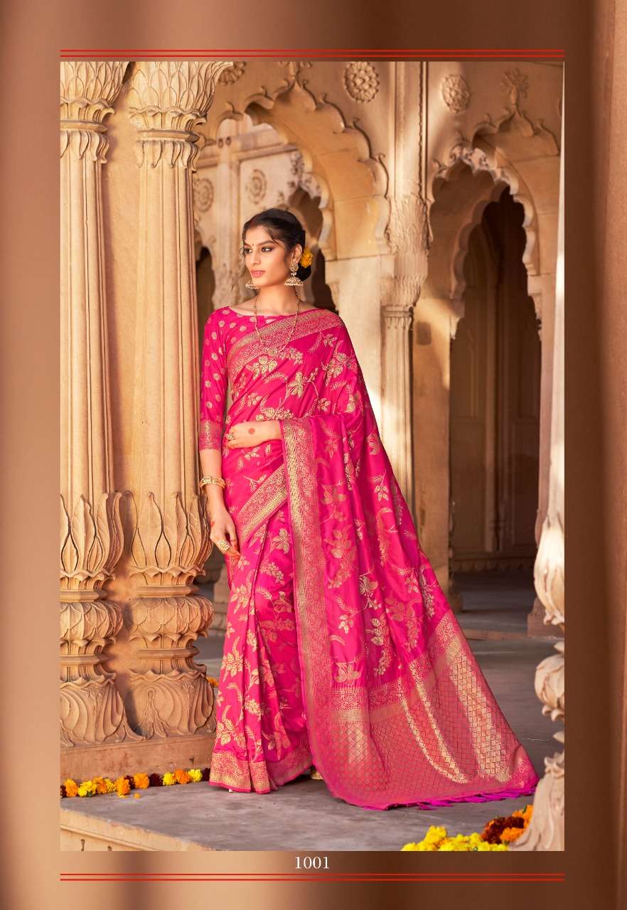 Aasmaan Silk Pure Silk Weaving Heavy Wedding Wear Sarees Col...