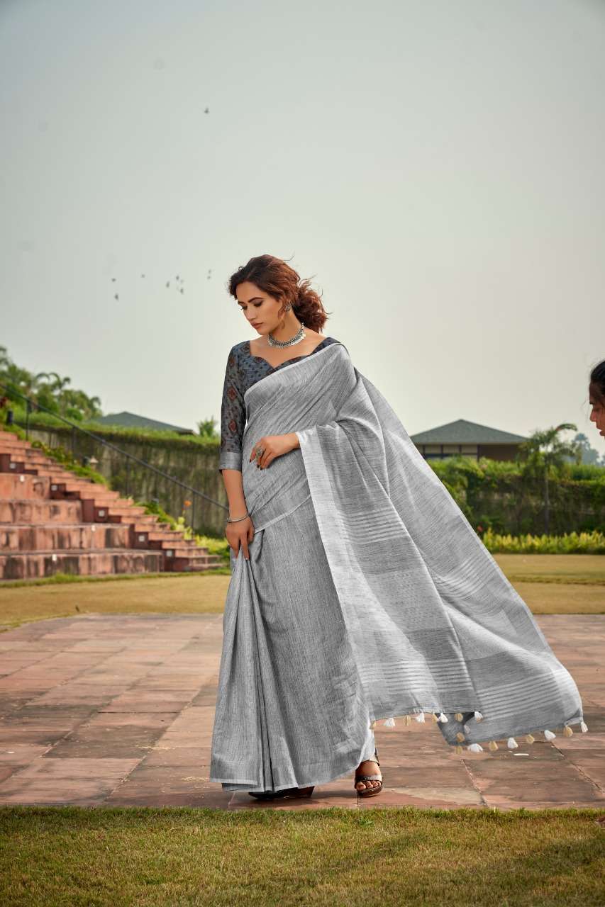 Abhirupi  Soft linen Silk with khadi Print saree collection ...