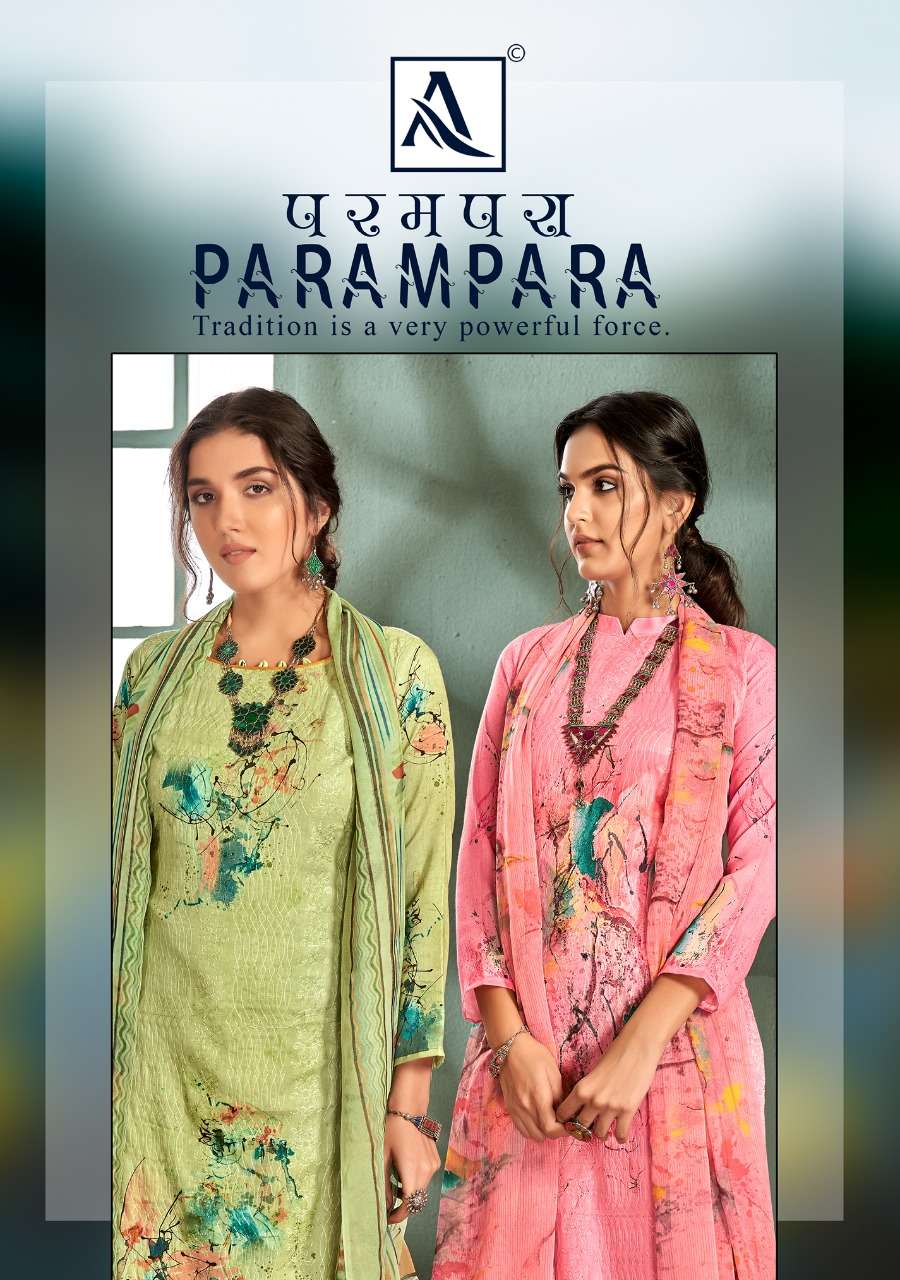 Alok Suits Parampara Pure jam Cotton Print With Embroidery W...