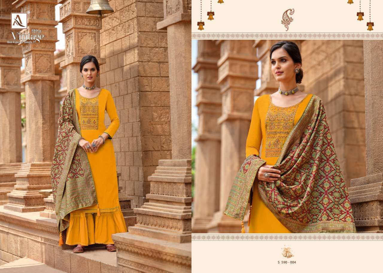 Alok Suits Vintage Pure Jam Dyed Fancy Kashmiri Embroidery W...