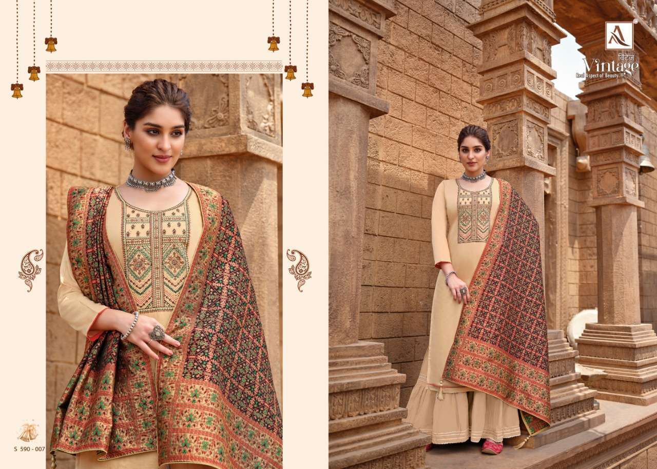 Alok Suits Vintage Pure Jam Dyed Fancy Kashmiri Embroidery W...