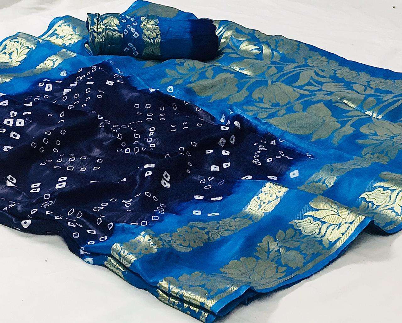 Art Silk With Zari Weaving Border Bandhej Sarees Collection ...