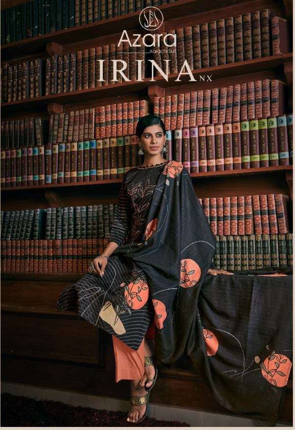 Azara Irina NX Jam cotton Print with Diamond Work Dress Mate...
