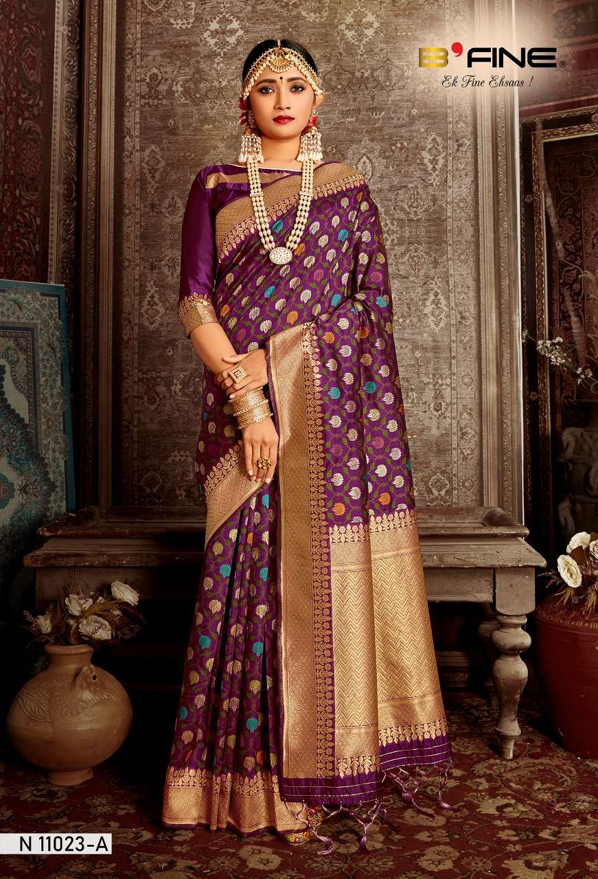 B Fine Meenakari Designer Traditional Soft Silk Sarees  COLL...