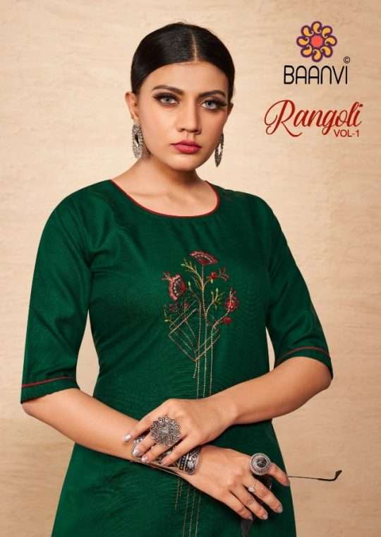 Baanvi rangoli vol 1 cotton with Embroidery Work Kurti with ...