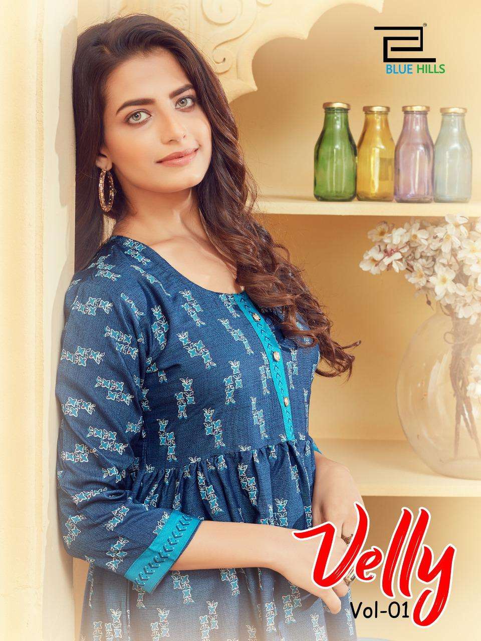 Blue Hills Velly Vol 1 Rayon Two Tone Printed Kurtis collect...