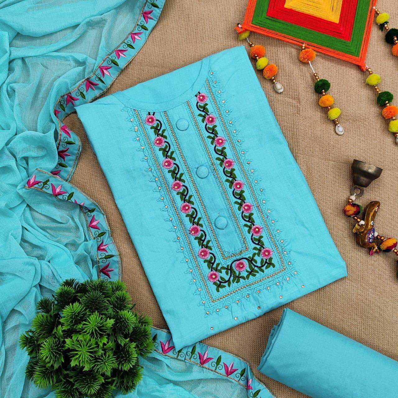 Cotton Vol 1 Cotton With Embroidery Work Dress Material Coll...