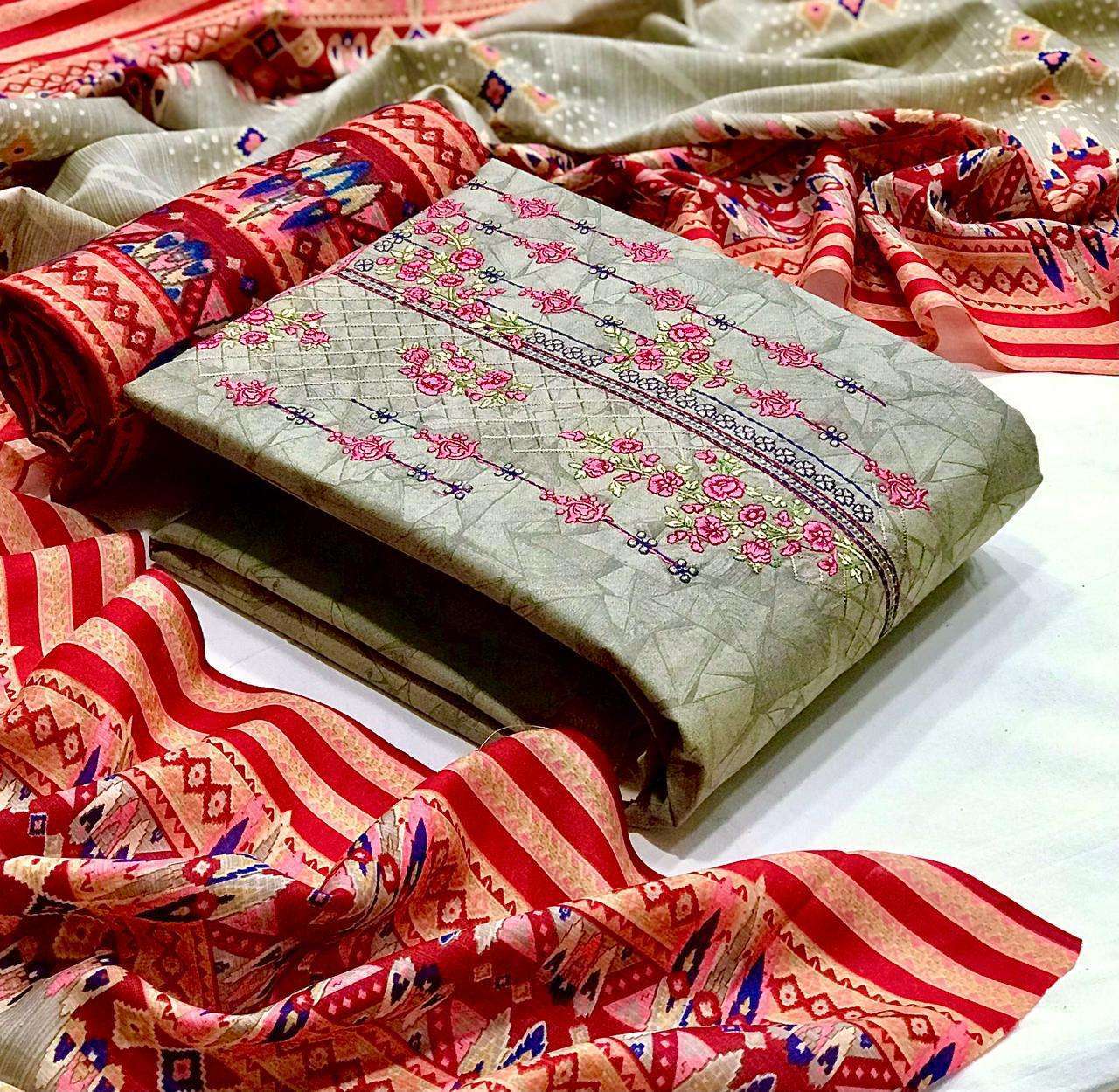 Cotton With Embroidery Work Patiyala Regular Wear Dress Mate...