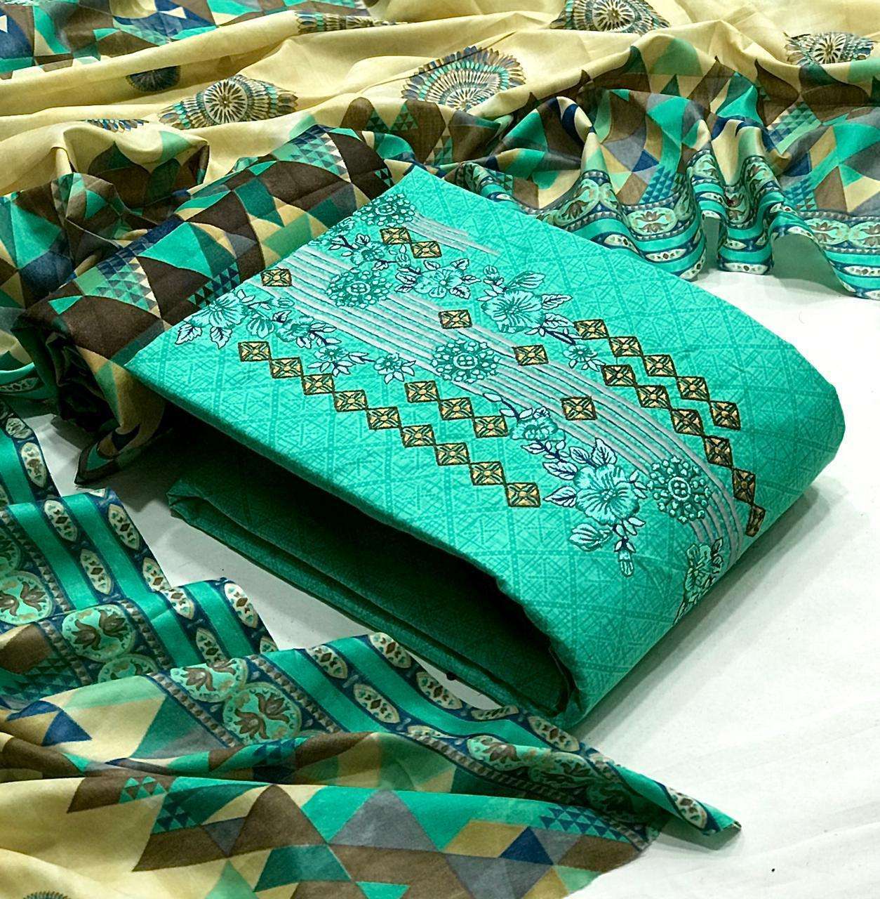 Cotton With Embroidery Work Patiyala Regular Wear Dress Mate...