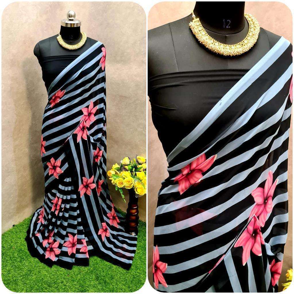 Daily Wear Weightless Fancy balck and white  Saree Collectio...