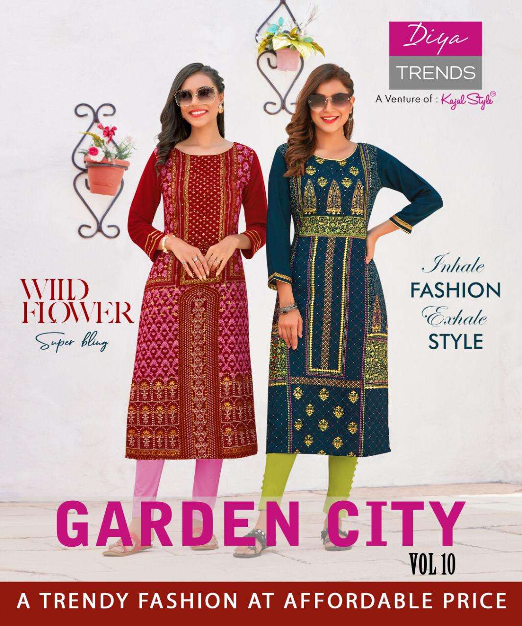 Diya Trends Garden City Vol 10 Rayon With Foil Print Regular...