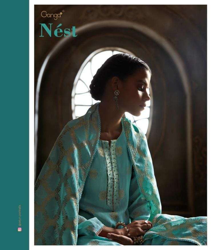 Ganga Nest Premium Georgette Jacquard With hand Work Salwar ...