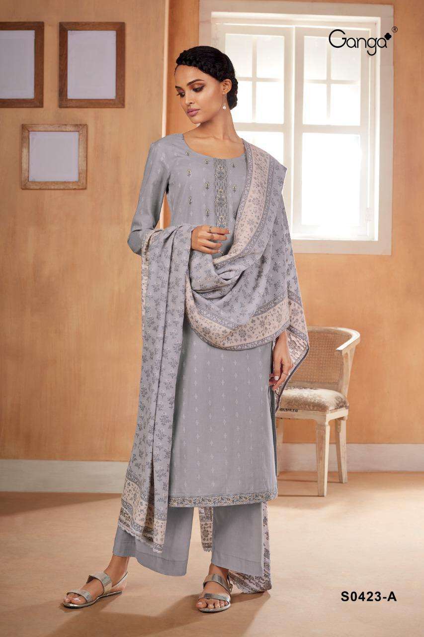 Ganga Rabta Premium Cotton jacquard With Embroidery work Dre...