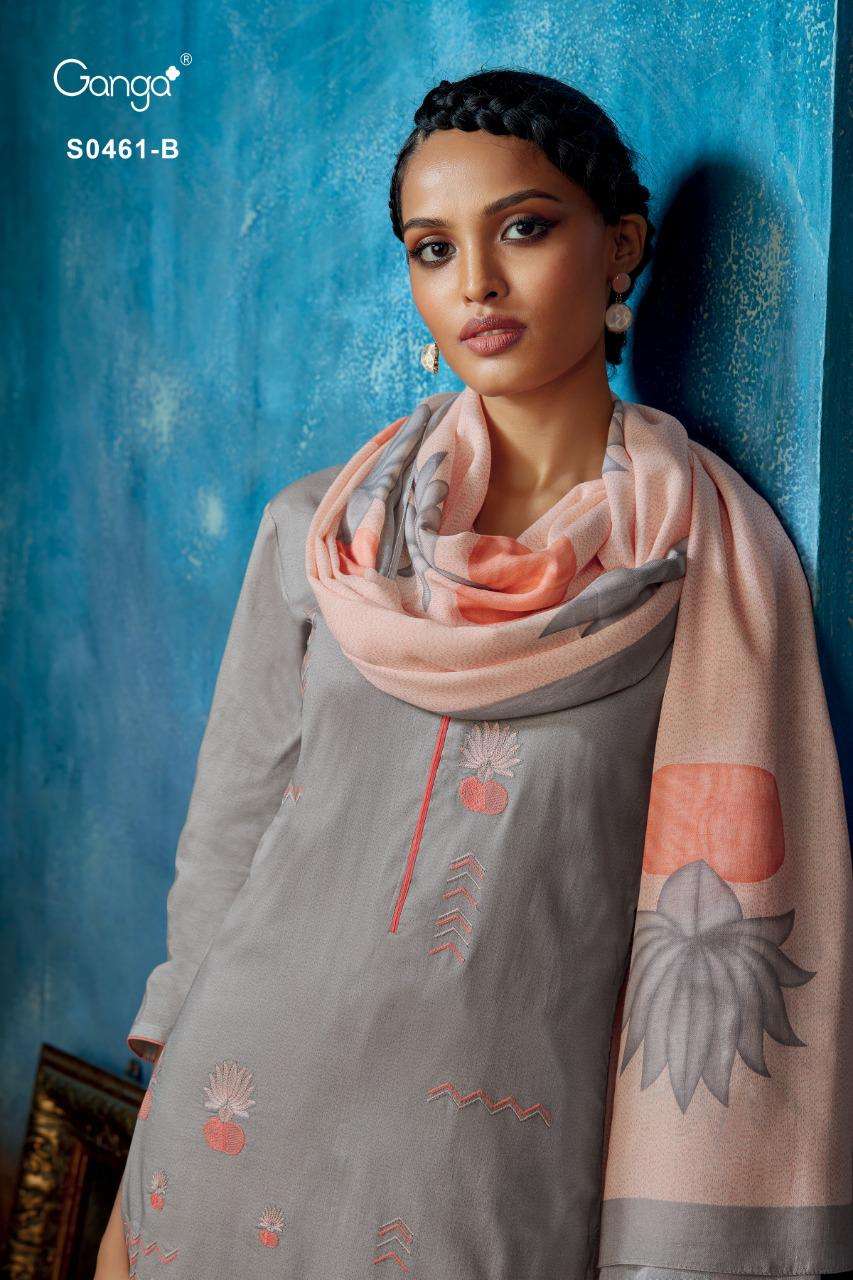 Ganga Rukh 461 Series Premium Cotton Printed With embroidery...