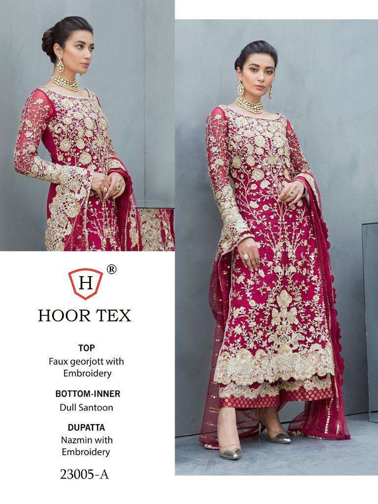 Hoor Tex 23005 Colors Faux Georgette With Embroidery Stone W...