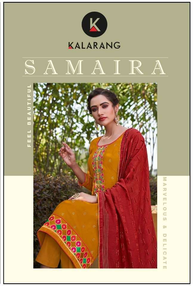Kessi Fabrics Kalarang Samaira Jam Silk Cotton With Embroide...