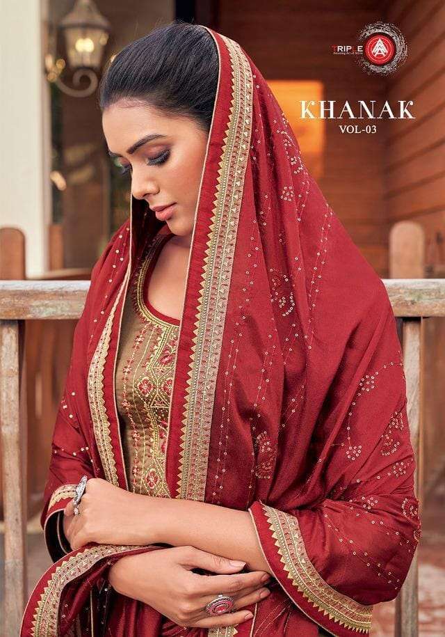 Kessi Fabrics Triple A Khanak Vol 3 Jam silk with Embroidery...