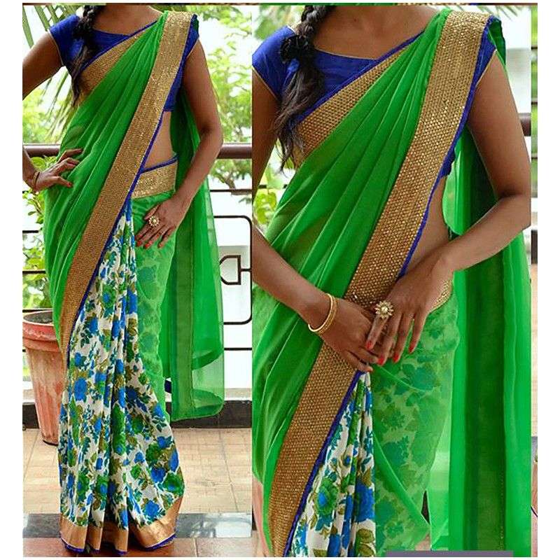 KT-3194 GEORGET WITH SEQUNCE WORK LACE BORDER SAREE COLLECTI...