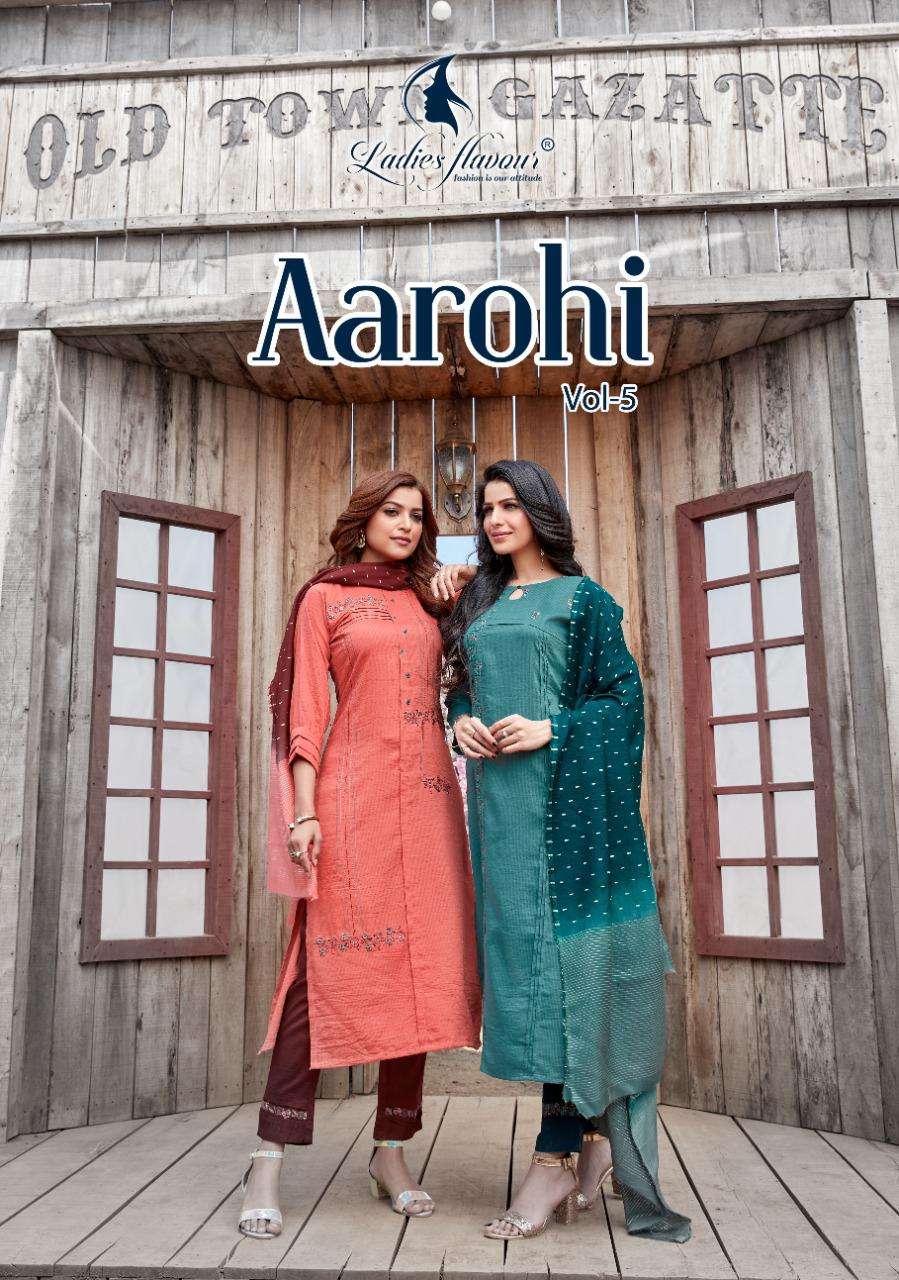 Ladies Flavour Aarohi Vol 5 chinon Lining With Embroidery Wo...