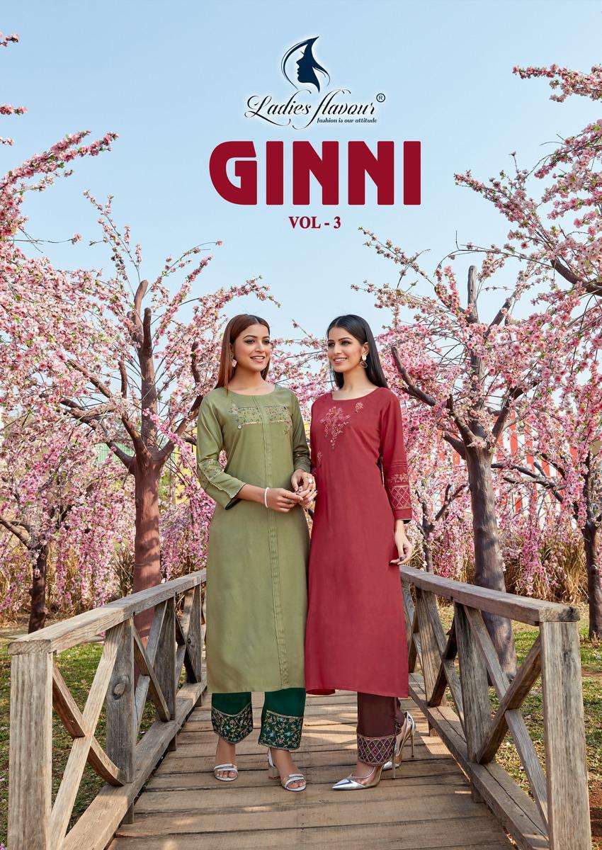 Ladies Flavour Ginni Vol 3 Rayon With heavy Embroidery Work ...