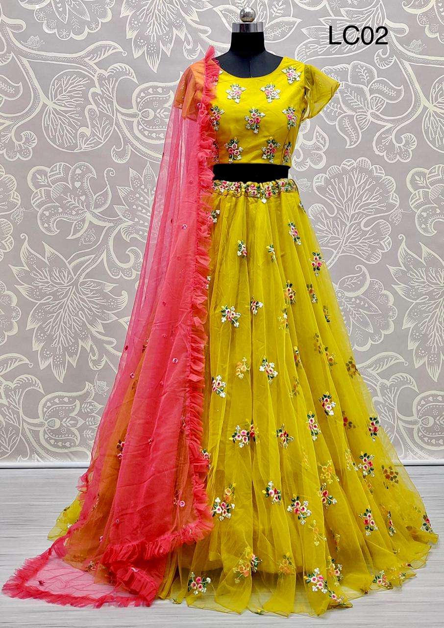 LC02 heavy net with designer wedding wear lehenga choli coll...