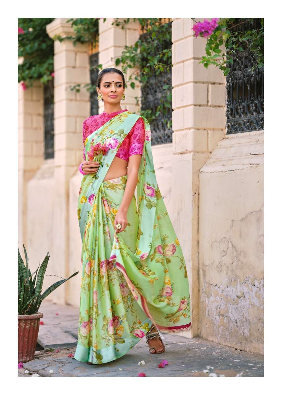 Lt Fabrics Kashvi Chitrangana Fancy Moss Satin Patta Sarees ...