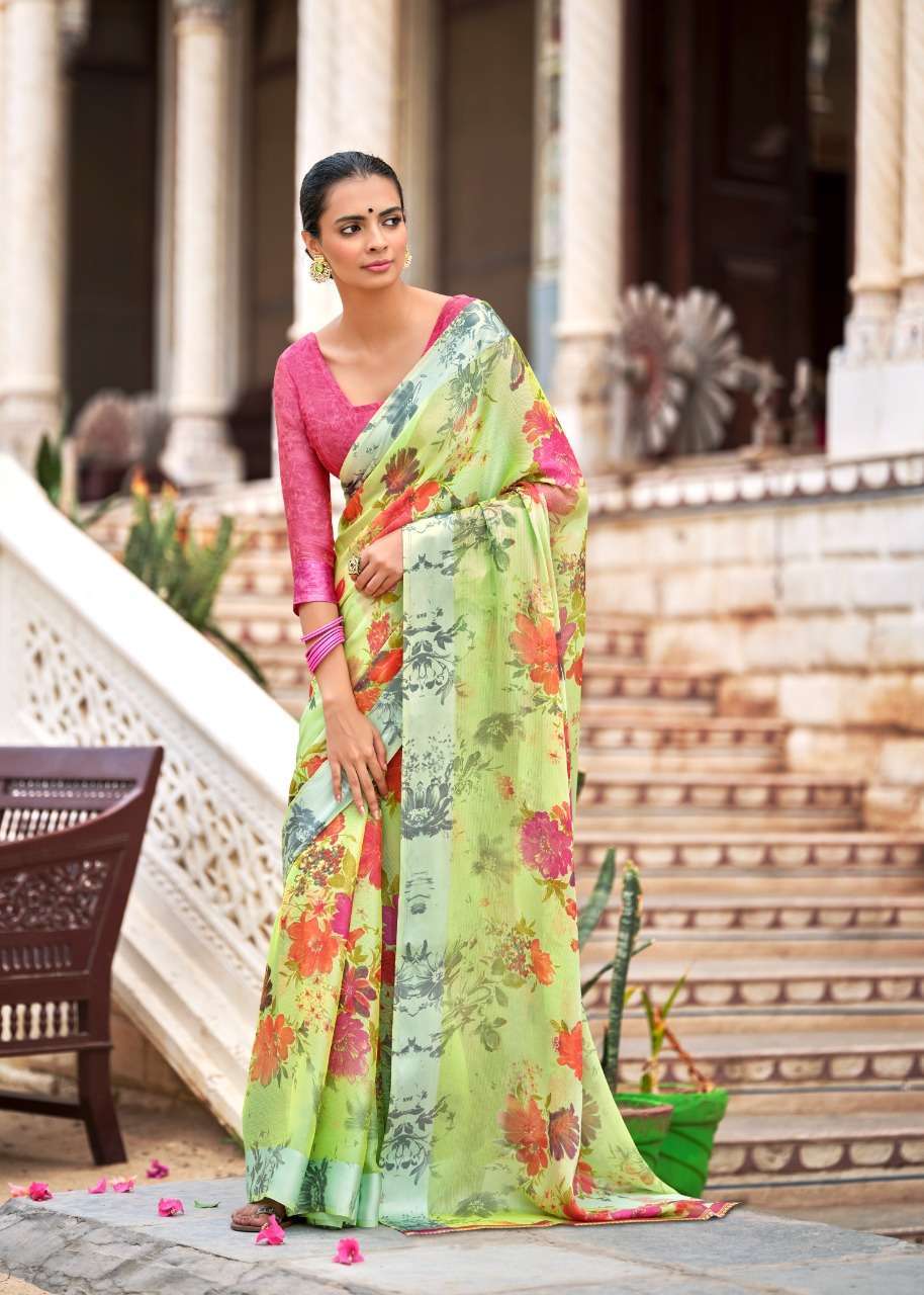 Lt Fabrics Kashvi Chitrangana Fancy Moss Satin Patta Sarees ...