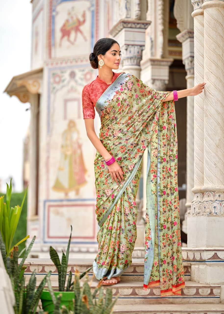 Lt Fabrics Kashvi Chitrangana Fancy Moss Satin Patta Sarees ...