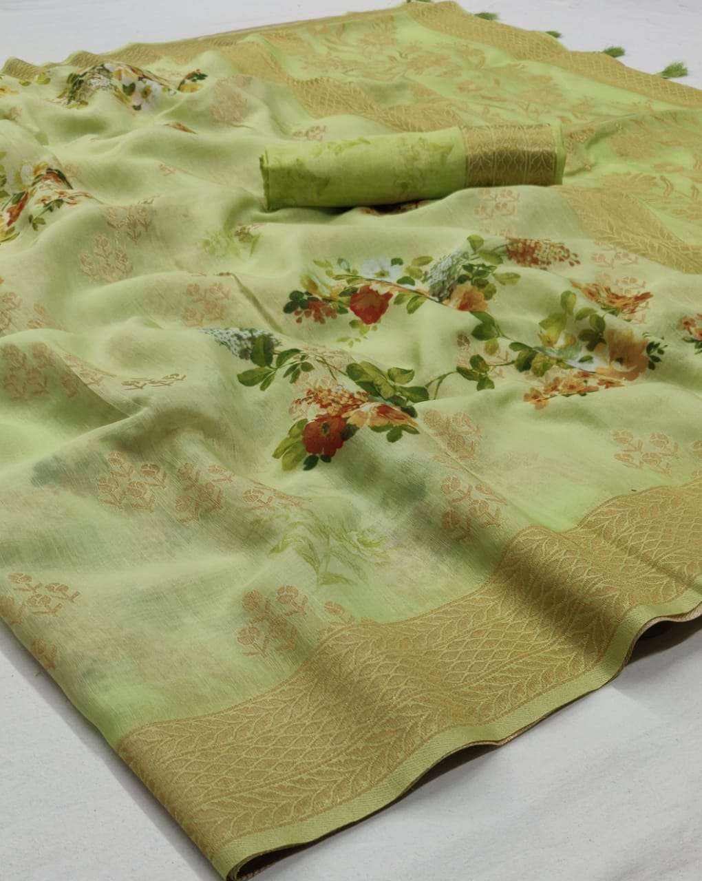 Megh Silk Designer Floral Digital Printed Soft Silk With Jac...